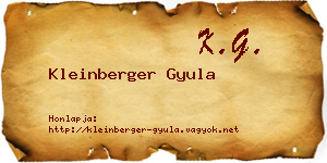 Kleinberger Gyula névjegykártya